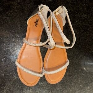 Silver and tan sandals